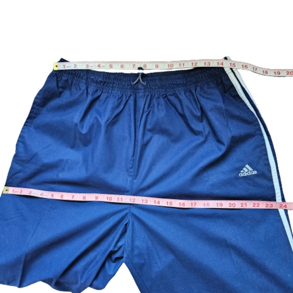 Adidas vintage blue trackpants high waist tapered leg elastic waist unisex sz M - Picture 15 of 17